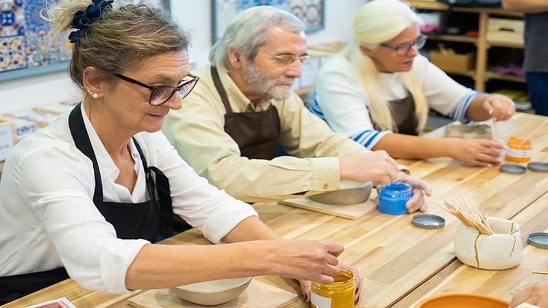 Senior citizens painting